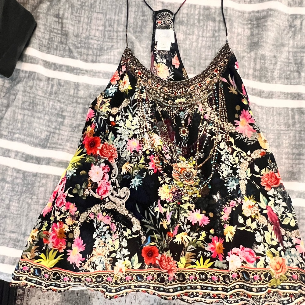 Camilla shoestring Floral Embellished Top
